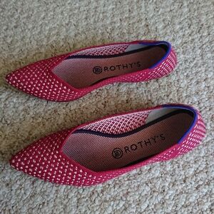 Rothy's The Point Red Apple Honeycomb Knit Flats size 9